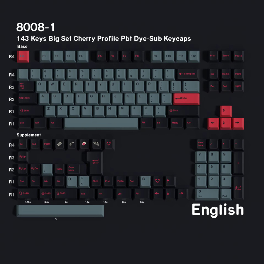Readson GMK 8008 Mechanische Tastatur Keycaps im Cherry Profil aus PBT für ISO Layouts - Bild 3