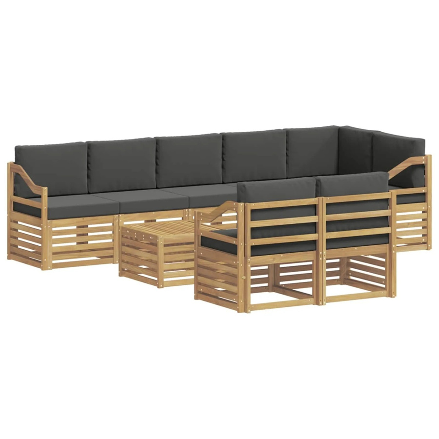 vidaXL Outdoor-Sofagarnitur L-Form aus Akazie mit Polstern in Weiß, Anthrazit und Braun, B/T/H: 59,5 x 59 x 37 cm - Bild 2