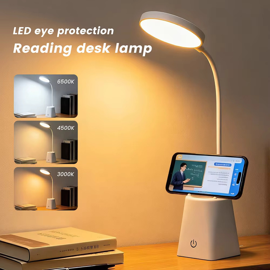 XUNATA LED Schreibtischleuchte in Weiß, dimmbar und verstellbar mit Touch-Steuerung und USB-Anschluss - Bild 2
