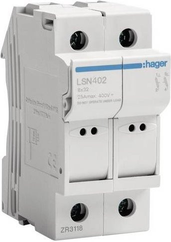 Hager LSN402 Sicherung 2-polig 25A 400V in Weiß - Bild 1