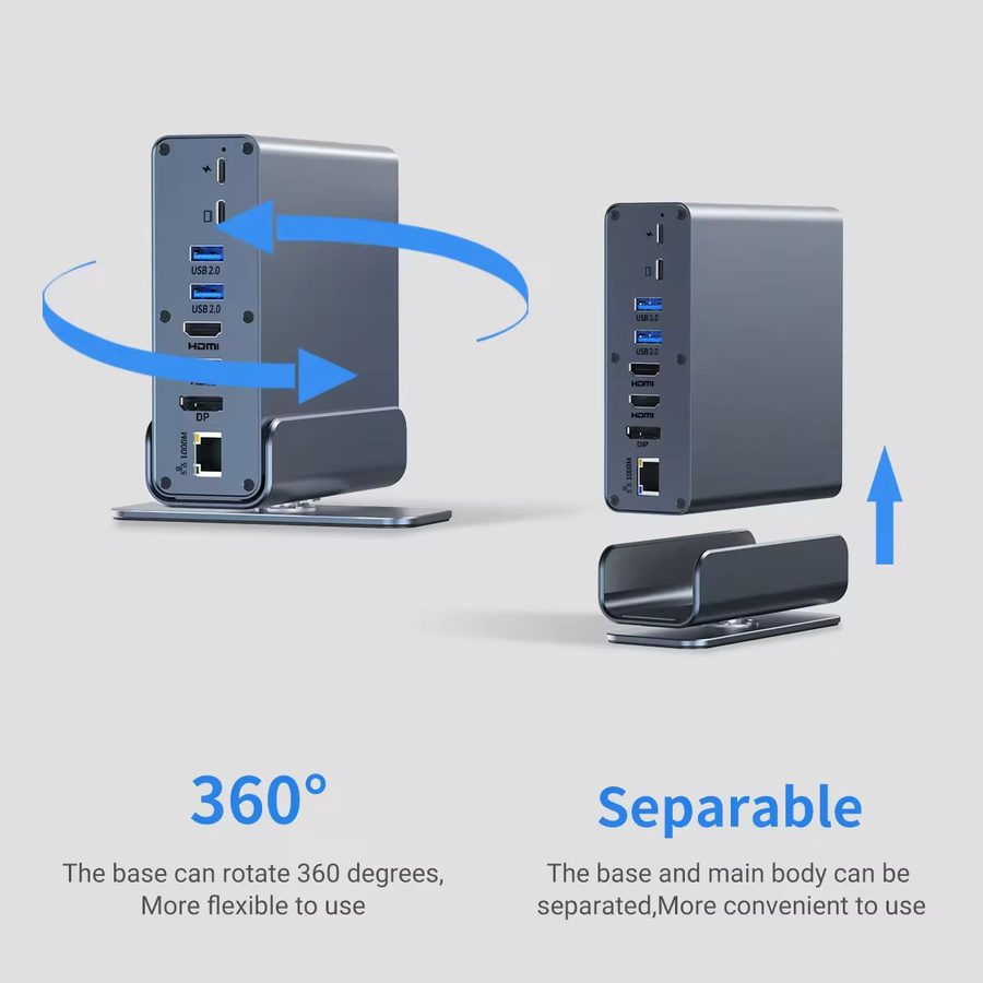 KEBIDU 15-in-1 USB-C Dockingstation in Grau mit 4K@60Hz HDMI, USB-A, RJ45, SD/TF und 3,5mm Audio Anschlussadapter für Laptop und PC - Bild 4