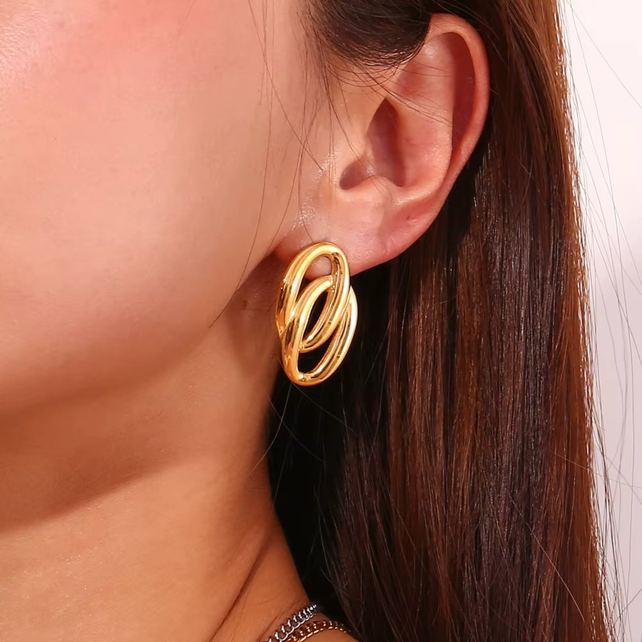 amofa Ohrstecker Edelstahl, Gold, Damen, minimalistisch - Bild 1