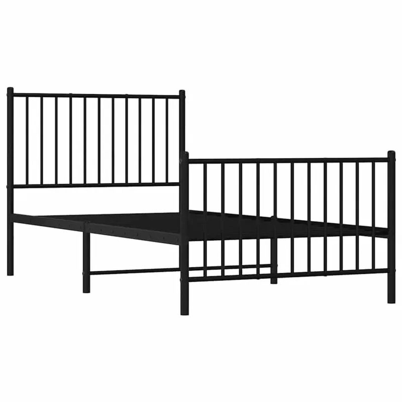 Vidaxl Metallbettgestell mit Kopfteil und Fußteil in Schwarz, B/L: 90 x 190 cm - Bild 5