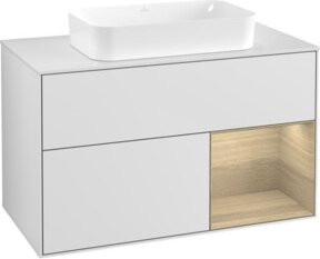 V&B Waschtischunterschrank Finion mit Wandbeleuchtung in Weiß lackiert, Breite: 100 cm, Tiefe: 60,3 cm - Bild 1