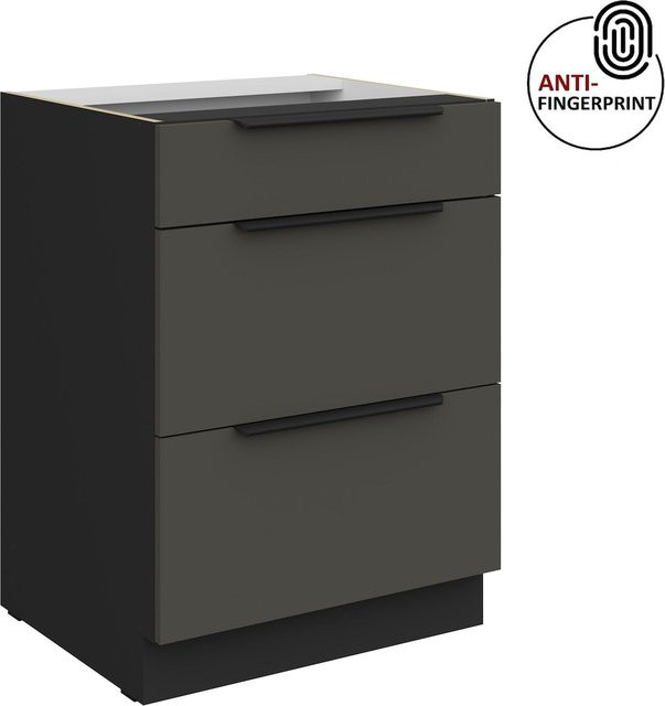 Küchenunterschrank ARIA in Graphite Grau mit Anti-Fingerprint-Beschichtung, Breite: 60 cm - Bild 1