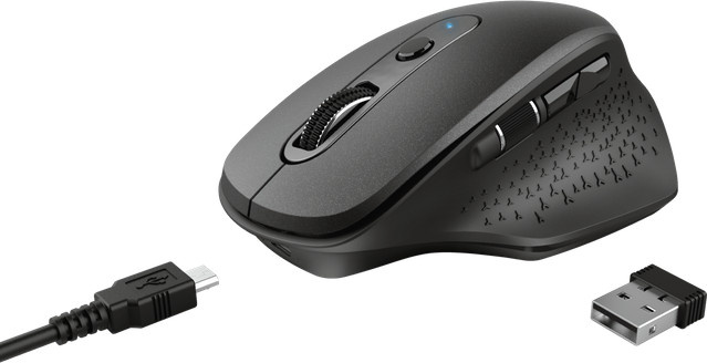 Ozaa Computermaus in Schwarz mit Micro-USB und USB-A Anschluss - Bild 1