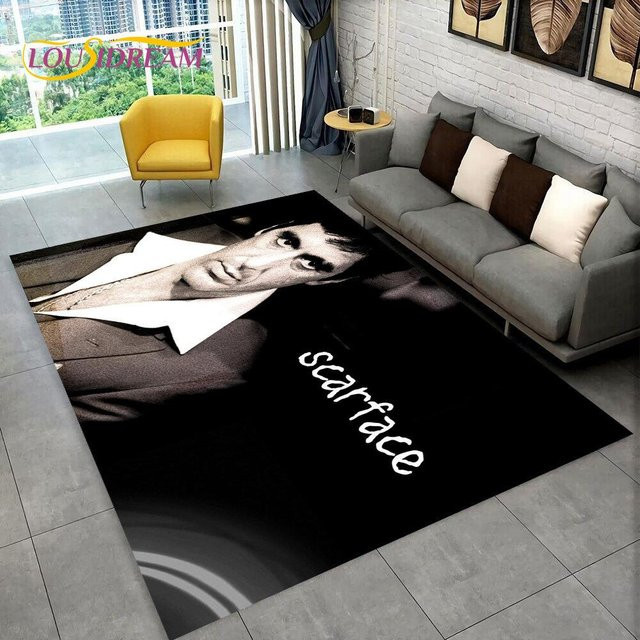 YangJOJO Scarface Tony 3D-Druck-Teppich, modern, schwarz, B/T: 120 x 80 cm - Bild 1