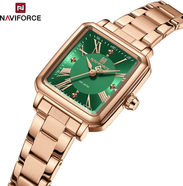 NAVIFORCE Armbanduhr, Quarz, Edelstahl, Roségold, Grün, Damen, 3 ATM - Bild 1