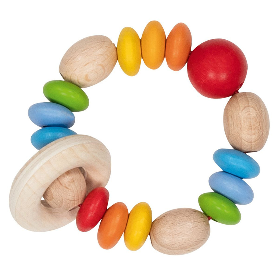 Goki Greifling Elastik mit Perlen aus Holz, Regenbogenlinsen, ab 0 Jahre - Bild 1
