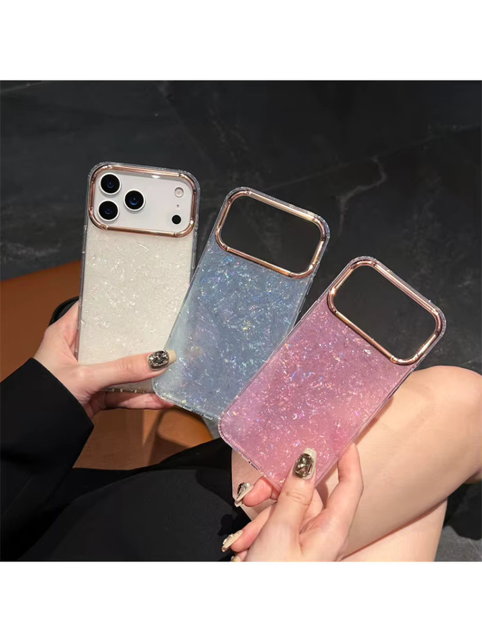 MUQGEW Schutzhülle mit Glitzer-Shell-Muster für iPhone 11 bis iPhone 17 Pro Max Plus, stoßfest, Farbe: Blau - Bild 4
