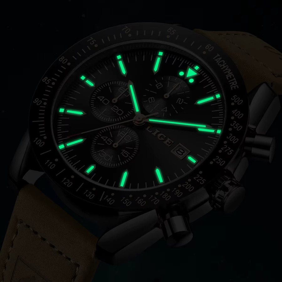 LIGE Armbanduhr Quarz, Leder, Herren - Bild 5