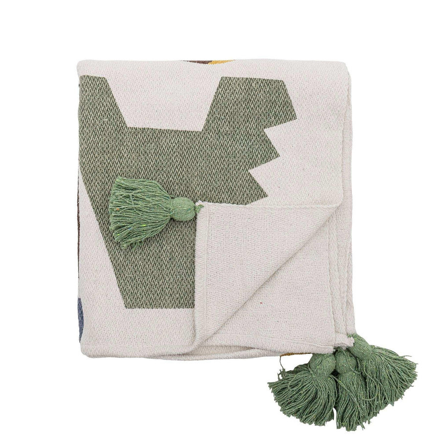 Bloomingville Mini Memmo Plaid aus recycelter Baumwolle Multicolor B/B: 130 x 160 cm - Bild 1