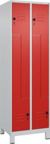 C+P Z-Spind Classic PLUS mit 4 Fächern, Grau/Rot, mit Sicherheits-Drehriegel und Garderobenstange, H x B x T: 195 x 60 x 50 cm - Bild 1