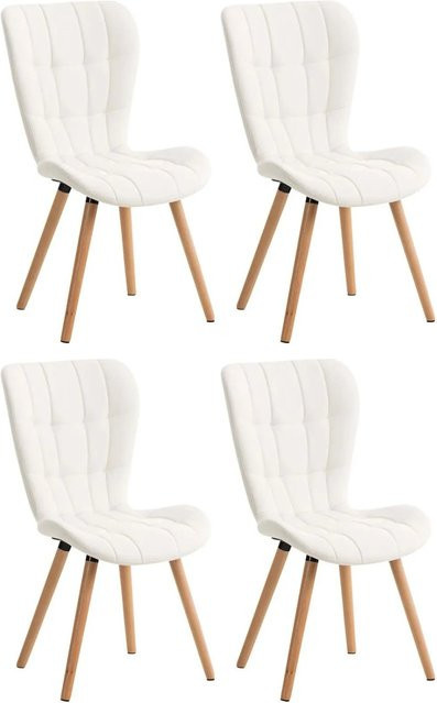 4er Set DELUKE CUVER Esszimmerstühle aus Kunstleder in Weiß, gesteppt, B/T/H: 50 x 63 x 88 cm - Bild 1