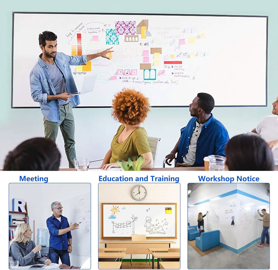 Magnetische Whiteboard-Folie mit Klebefläche, trocken abwischbar, Weiß, B: 119,38 cm x H: 58,42 cm - Bild 2