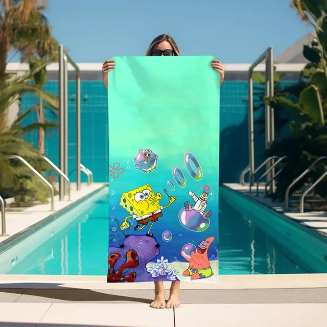 Potdemiel Spongebob Haarturban zum Haartrocknen, Mehrfarbiges Handtuch für Bad, Sauna und Spa - Bild 1