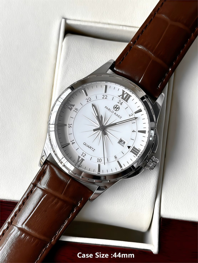 PABLO RAEZ Armbanduhr, Quarz, Leder, Schwarz, Herren - Bild 5