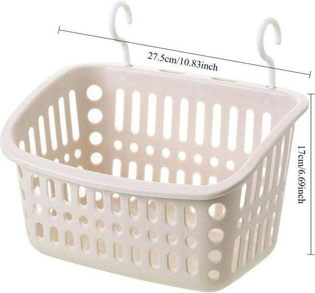 Pearclub Hängender Korb-Organizer aus Kunststoff für die Dusche, rechteckiger Aufbewahrungskorb mit Haken, beige, Breite: 27,5 cm, Höhe: 17 cm - Bild 1