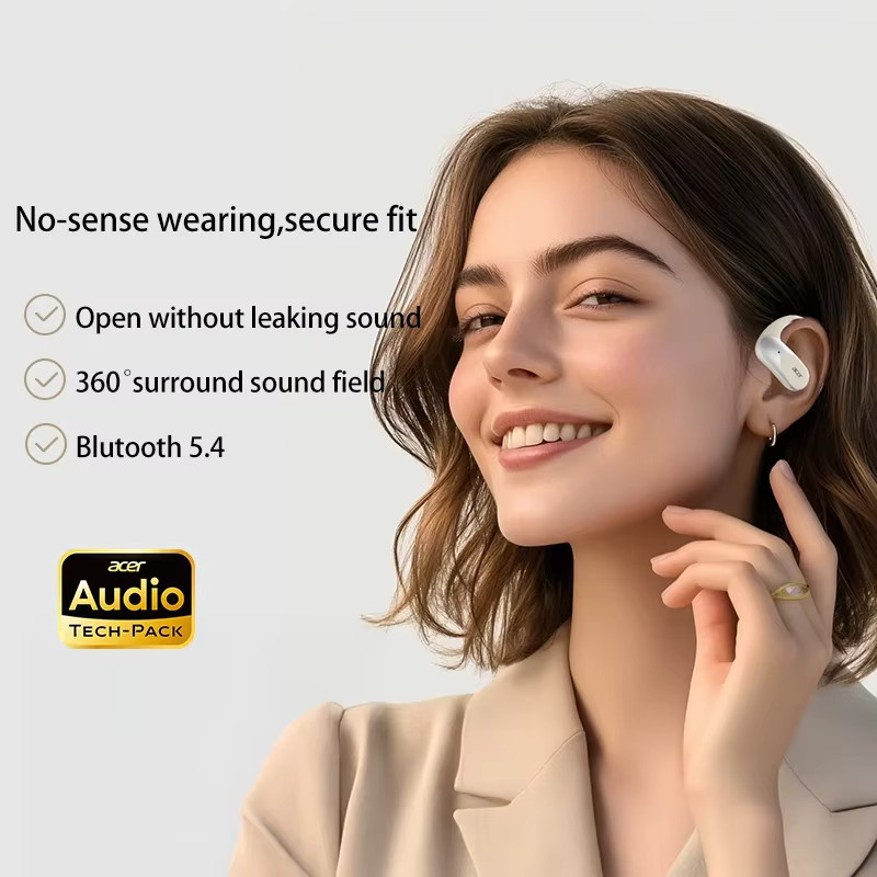 Acer OHR517 OWS Open-Ear-Ohrbügel-Ohrhörer, kabellose Bluetooth 5.4 Sport-Kopfhörer mit Luftleitung und IP54 wasserdicht, Blau/Weiß - Bild 2