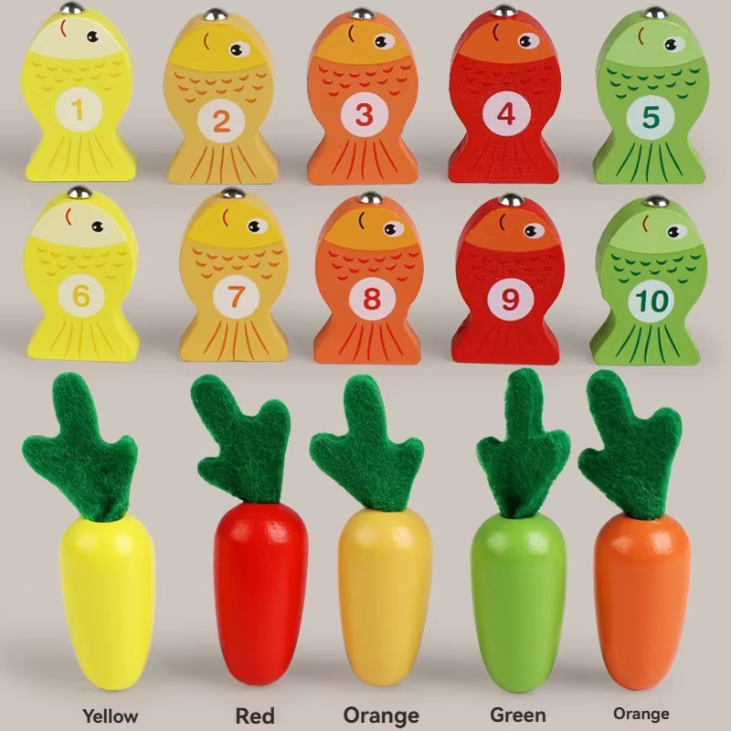 Dusan Wood Montessori Angelspielzeug aus Holz für Kinder mit Rettich-Zieh- und Fütterungsspiel in Bunt/Mehrfarbig - Bild 3