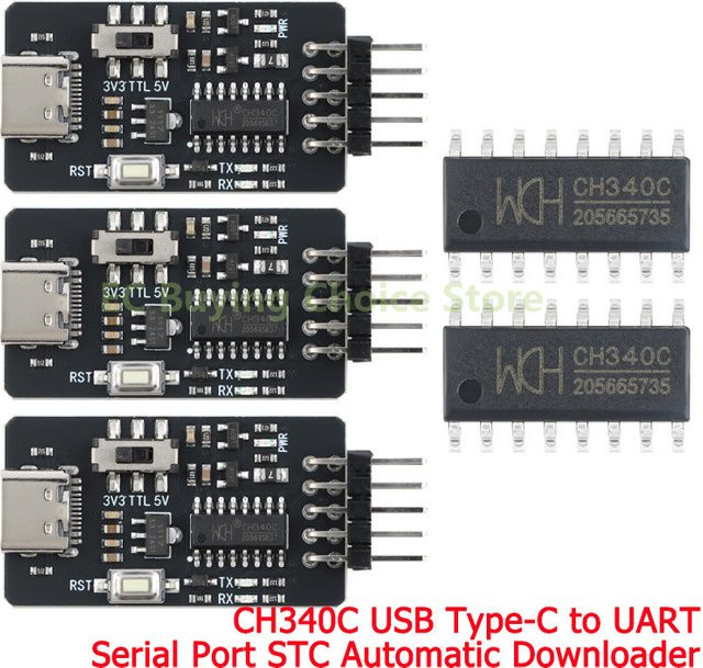 EC Buying CH340C STC ISP Mikrocontroller-Programmiermodul USB Typ-C auf UART Serial Port Board in Schwarz - Bild 1