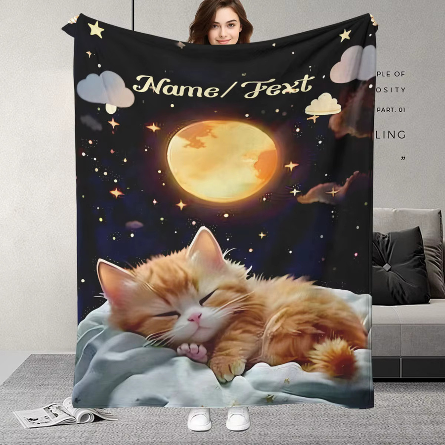 Personalisierbare ZIZ Decke mit Katzenmuster in Multicolour, B/H: 100 x 75 cm - Bild 4