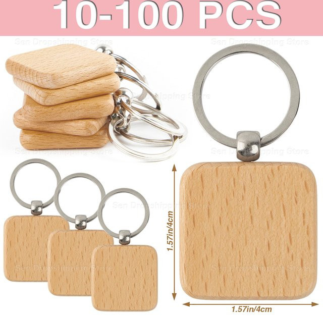Schlüsselanhänger aus Holz, Metall, quadratisch - Bild 1