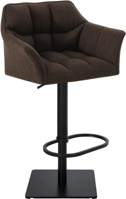 DELUKE Barhocker SIHAR, höhenverstellbarer Barstuhl aus Stoff in Braun, drehbar mit Lehne, B/T/H: 64 x 45 x 88 cm - Bild 1