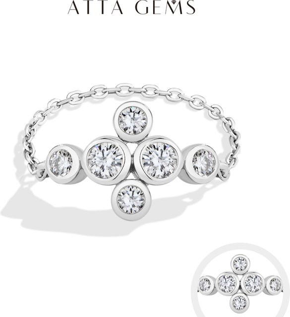 ATTAGEMS Ringe, 925 Silber, Moissanit, Damen - Bild 1