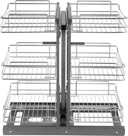 VEVOR Küchenschrank-Eckschrank-Organizer aus verchromtem Karbonstahl mit 3 Ebenen und 6 Ablagen, silber, links und rechts zu öffnen, min. Türöffnungsbreite: 38 cm - Bild 1