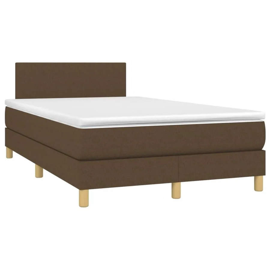 vidaXL Boxspringbett mit Matratze und LED-Unterbettbeleuchtung in Dunkelbraun, Hybridbett mit USB-Ladeanschluss und Taschenfederkern, B/T: 120 x 190 cm - Bild 2