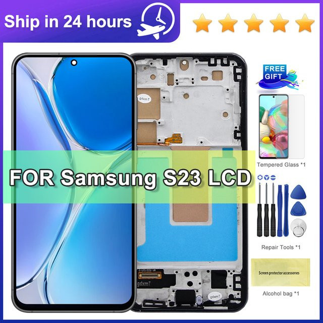 Samsung S23 5G LCD Display Touchscreen Digitizer mit Rahmen in Schwarz oder Violett - Bild 1