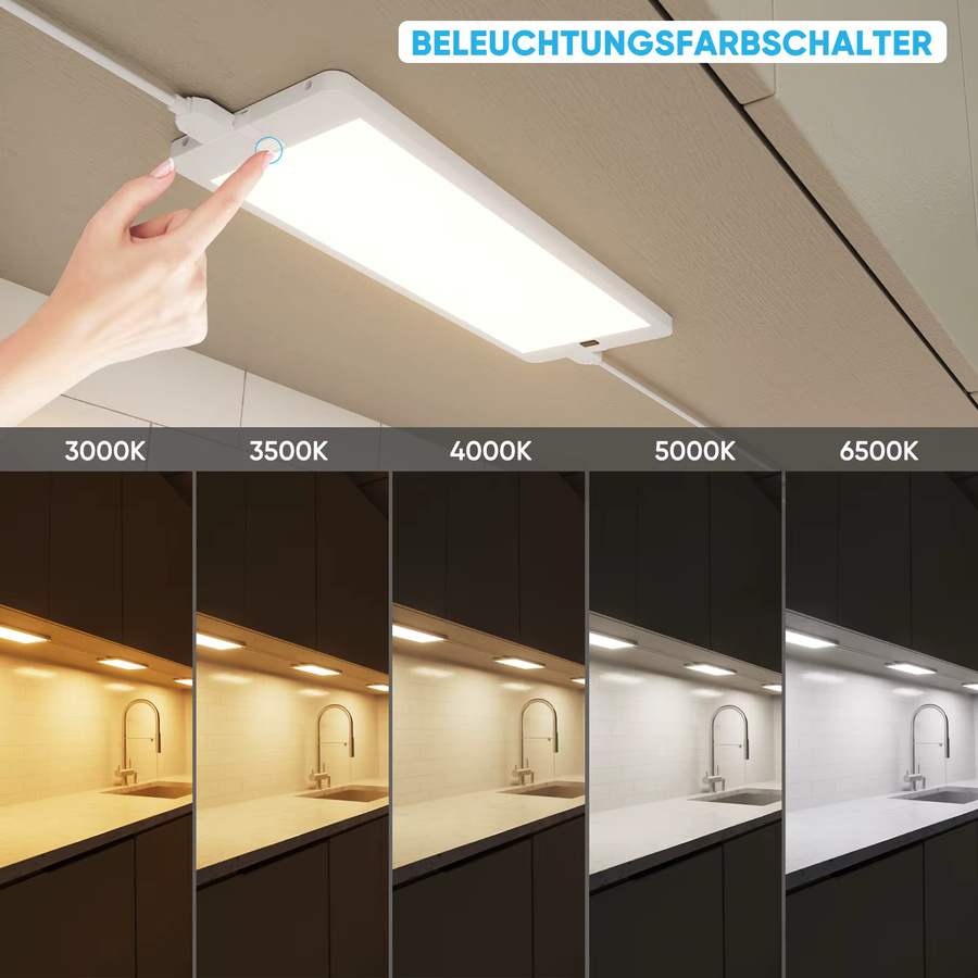 PRINCEWAY LED-Unterbauleuchten Set in Weiß, 3 ultradünne Küchenleuchten mit Handsensor, dimmbar und 5 Beleuchtungsfarben - Bild 3