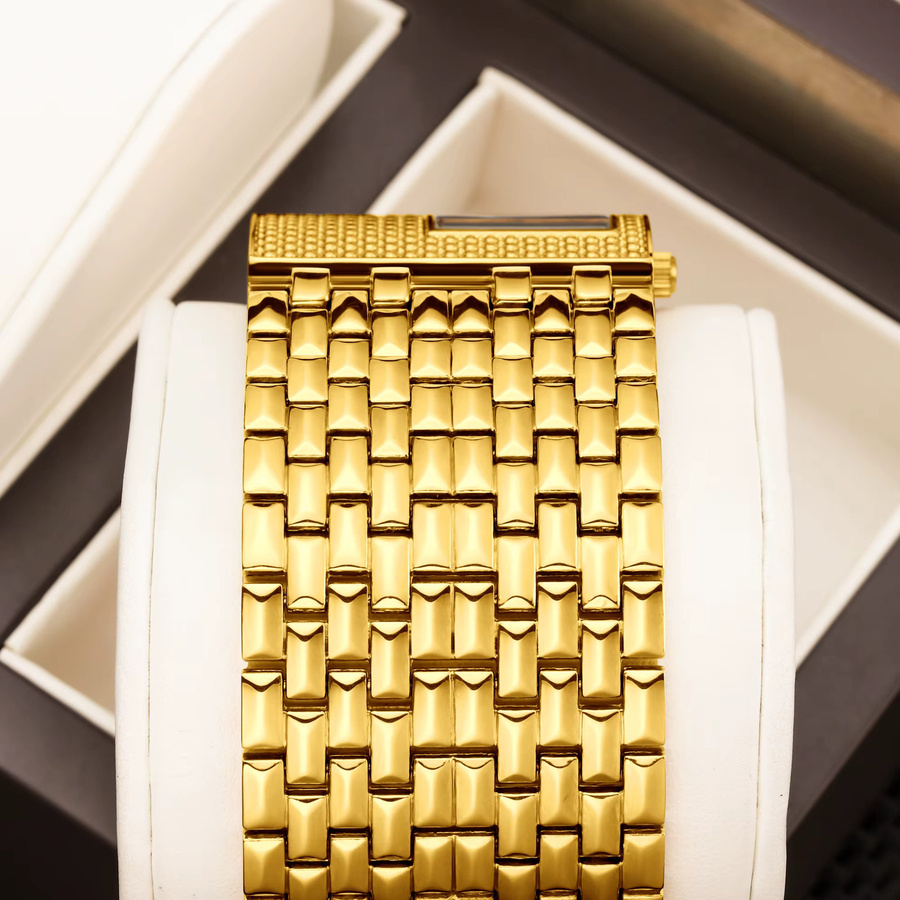 YaLaLuSi Armbanduhr Quarz, Edelstahl, Gold, Schwarz, Herren - Bild 5