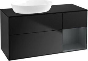 V&B Waschtischunterschrank Finion mit Wandbeleuchtung, Breite: 120 cm, Tiefe: 50,1 cm, Höhe: 50,1 cm, Farbe: Blau lackiert - Bild 1