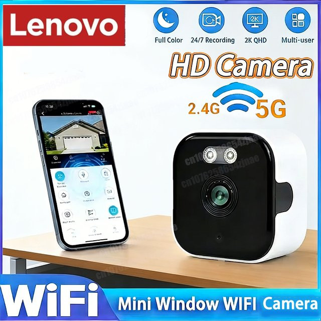 Lenovo Mini-Fensterkamera mit 3MP Auflösung und 2,4/5GHz WLAN für Vollfarb-Nachtsicht - Bild 1