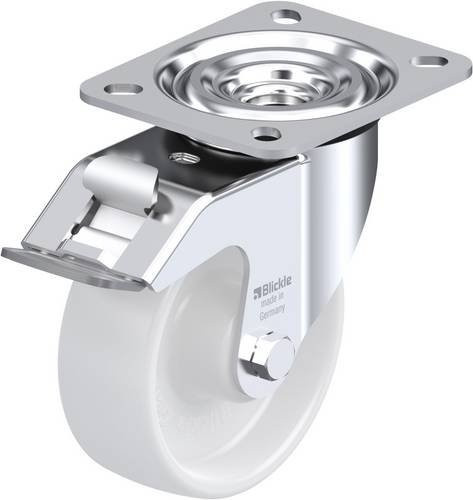 Blickle Lenkrolle L-PPN 100R-FI mit Feststeller in Weiß, Rad-Durchmesser: 100 mm, Tragfähigkeit: 160 kg - Bild 1