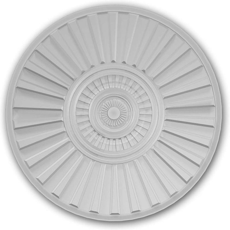 Profhome Decor Medallion Zierelement Rosette im Art Déco Stil, Weiß, Durchmesser: 35 cm - Bild 1
