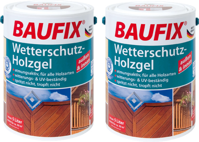 Baufix Wetterschutz-Holzgel Nussbaum 2er Set, 10 Liter (2 x 5 Liter) - Bild 3