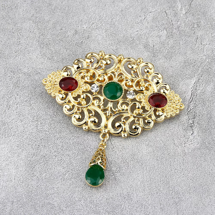 Sunspicems Brosche, Arabische Blume, Goldfarbe, Kristall, Damen - Bild 1