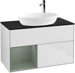 V&B Waschtischunterschrank Finion 100 mit Wandbeleuchtung, Weiß lackiert, B/T/H: 100 x 50,1 x 50,1 cm - Bild 1