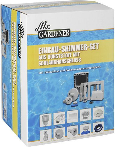 Mr. GARDENER Einbauskimmer für Stahlwand Pools aus Kunststoff in Weiss mit 32 mm Anschluss für die Filtration - Bild 1