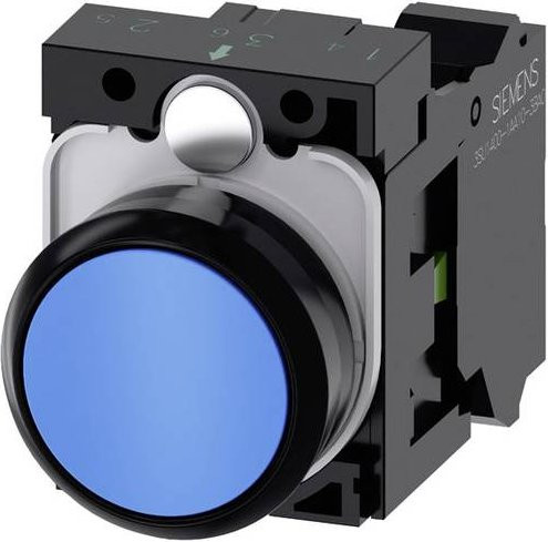 Siemens Drucktaster 3SU1100-0AB50-3BA0 mit rundem Frontring aus Kunststoff in Schwarz und Blau - Bild 1