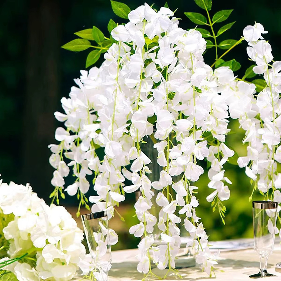 Weiße künstliche Blumenranke von Yusheng zur Dekoration für Garten, Wand und Hochzeit - Bild 2