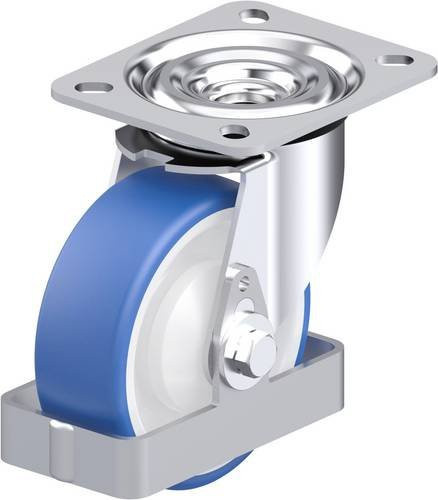 Blickle L-POTHS 100KA-FS Stahlblech-Lenkrolle in Blau mit 100 mm Rad-Durchmesser und 200 kg Tragfähigkeit - Bild 1