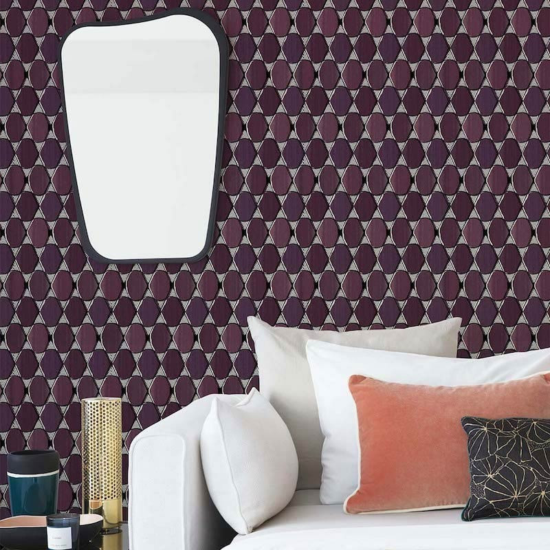 Nobilis Wallpaper L'Illusion SLN44 Vlies Tapete in Purple mit geometrischem Abstract Art Deco Design - Bild 1