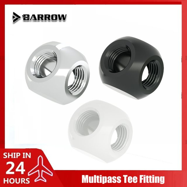Barrow Tee Triple 3-Wege-Splitter-Armaturen TLFT3T-A01, kubische 3-Links-Adapter für Wasserkühlung, Schwarz - Bild 1