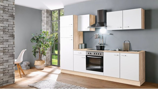 MENKE Küchenzeile Classic in Weiß mit Eiche-Elementen, Breite: 270 cm, Tiefe: 60 cm, Höhe: 200 cm - Bild 2