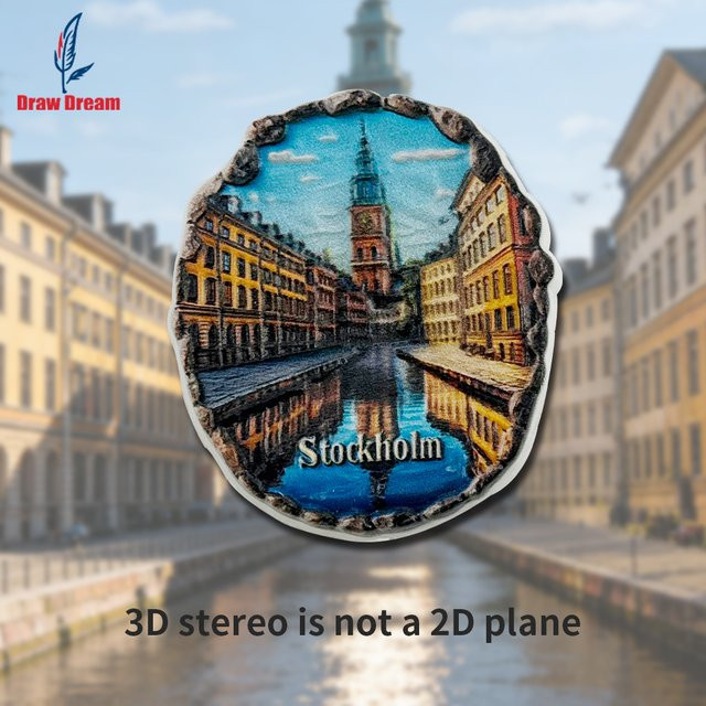 Kreativer Kühlschrankmagnet Stockholm Schweden im klassischen 3D-Stil, Mehrfarbig - Bild 1