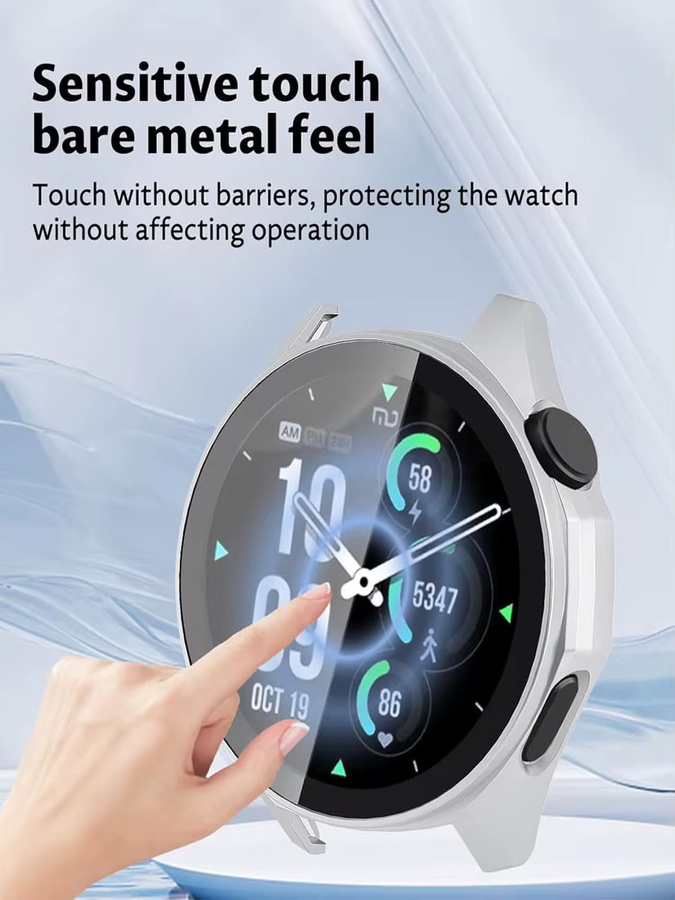 Huawei Watch GT 6 Hülle, PC Bumper, gehärtetes Glas, Schwarz - Bild 2